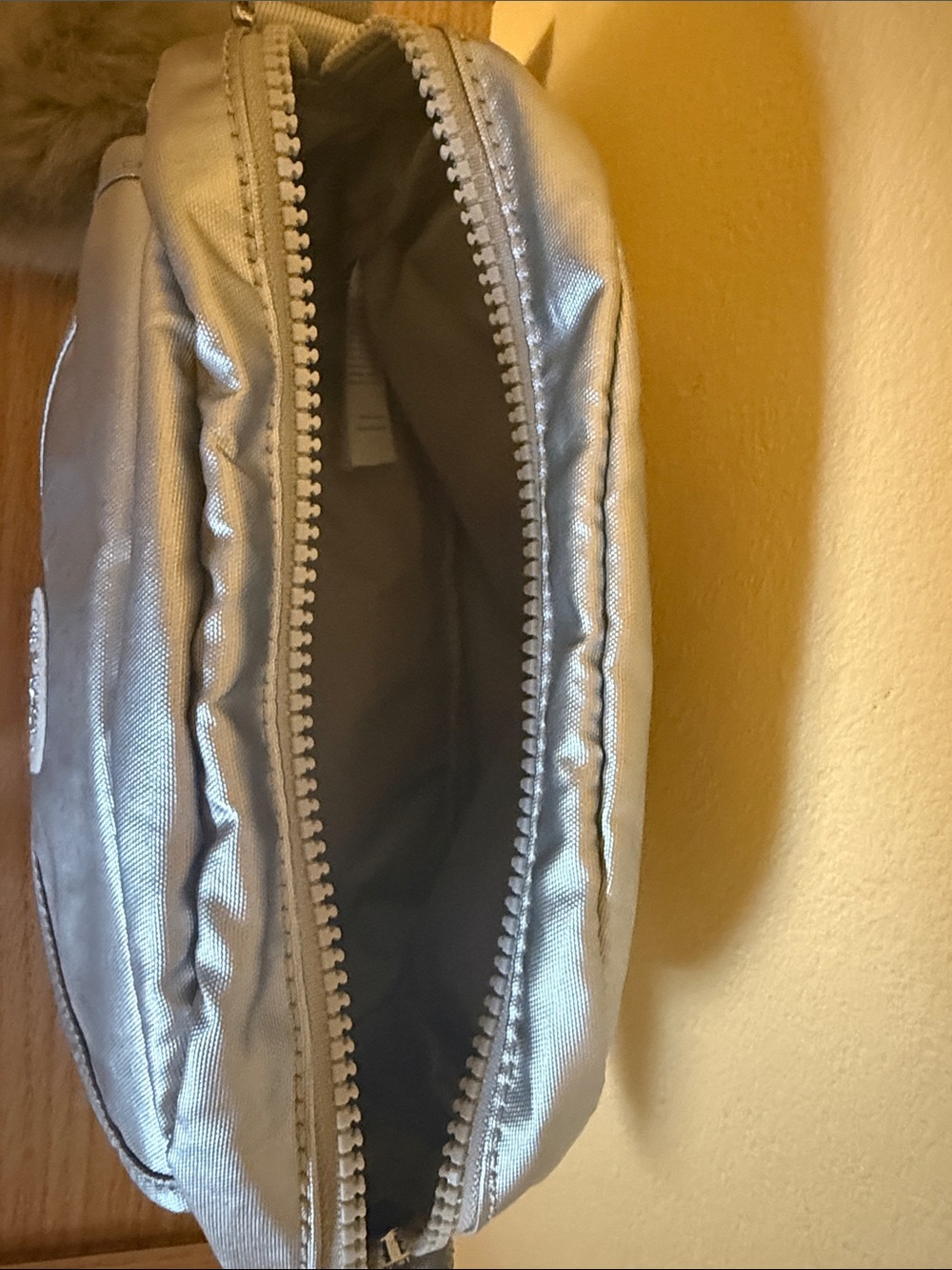 Kipling Metallic Silver Crossbody with Pom-Pom Charm - Picture 3 of 3